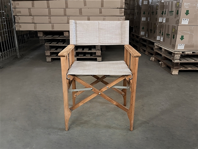 Richmond Teak Director Arm Chair - Light Grey