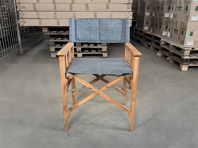 Richmond Teak Director Arm Chair - Stone Blue