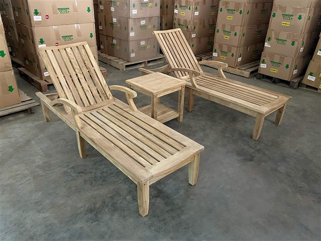 Tahila Teak Arm Lounger Set  w/ Pasley Side Table