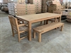 Reclaimed 87" Teak Table SET #252 w/ (2) Manchester Rustic Arm Chairs + (2) 170cm/67" BG Backless Benches
