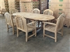 Eden Oval Double Extension Teak Table 180cm Regular To 240cm w/ Extension x 100cm Width Set w/ 6 Tristan Arm Chairs