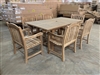 Eden Rectangle Double Extension Teak Table 180cm Regular To 240cm w/ Extension x 100cm Width Set w/ 6 St. Croix  Arm Chairs