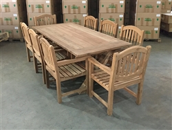Cambridge Teak Rectangle Table 220x100cm SET w/ 8 Manchester Arm Chairs Cambridge Teak Rectangle Table 220x100cm SET w/ 8 Manchester Arm Chairs