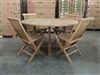 140cm/55" Andien Teak Round Table SET w/ 4 Shelia Premium Folding Chairs