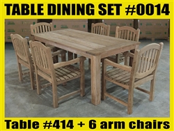 Reclaimed 71" Teak Table SET #0014 w/ 6 Manchester Arm Chairs Reclaimed 71" Teak Table SET #0014 w/ 6 Manchester Arm Chairs