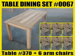 Reclaimed 71" Teak Table SET #0067 w/ 6 Manchester Arm Chairs