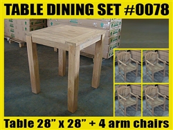 Reclaimed Teak Table #SET 0078 w/ 4 Manchester Arm Chairs