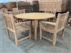 150cm/59" Forbes Teak Round Table SET w/ 4 Oldham Arm Chairs