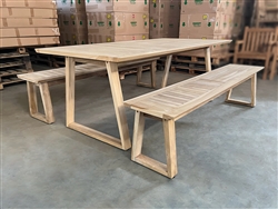 Frankfort Rectangle Teak Table 200 x 100cm SET w/ 2 Backless Benches Frankfort Rectangle Teak Table 200 x 100cm SET w/ 2 Backless Benches
