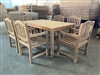 Forbes Rectangle Teak Table 180 x 100cm Set w/ 6 Manchester Arm Chairs