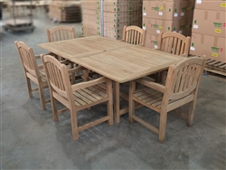 Kalimantan Rectangle Double Extension Teak Table 220cm Regular To 300cm w/ Extension x 120cm Width Set w/ 6 Manchester Arm Chairs Kalimantan Rectangle Double Extension Teak Table 220cm Regular To 300cm w/ Extension x 120cm Width Set w/ 6 Manchester Arm Chairs